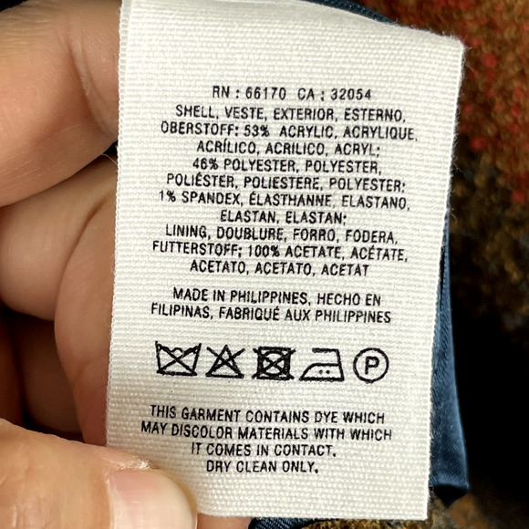 Anthropologie Cartonnier Plaid Wrap Blazer Women 0 Brown Fringe Tweed Fall - Picture 10 of 16